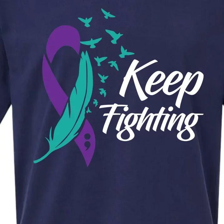 Keep Fighting Suicide Prevention Awareness Sueded Cloud Jersey T-Shirt