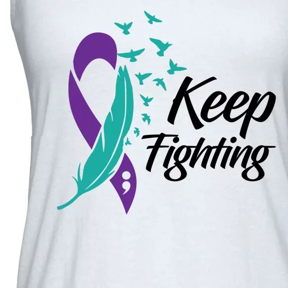 Keep Fighting Suicide Prevention Awareness Ladies Essential Flowy Tank