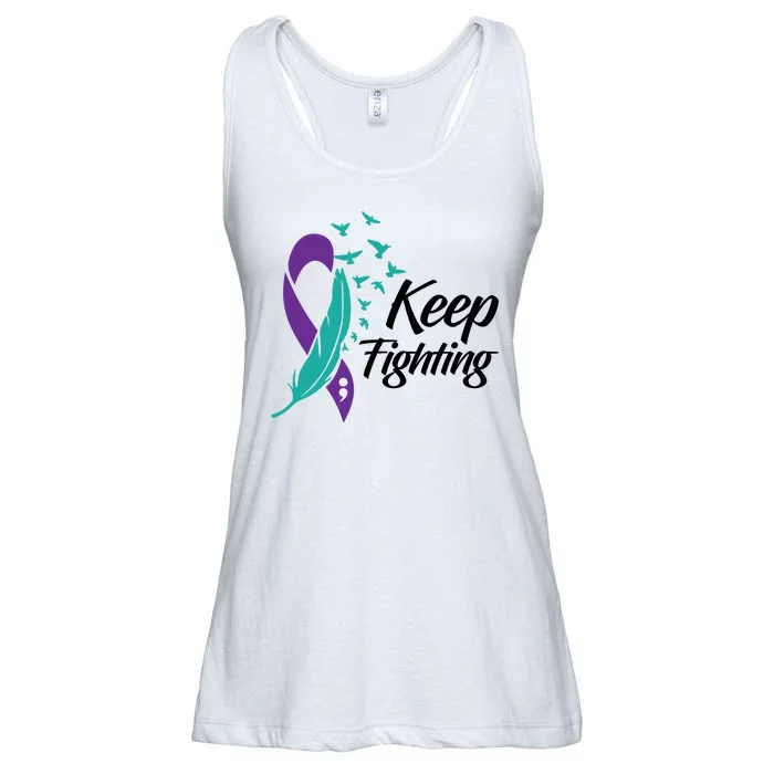 Keep Fighting Suicide Prevention Awareness Ladies Essential Flowy Tank