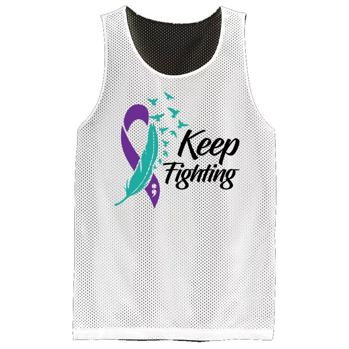 Keep Fighting Suicide Prevention Awareness Mesh Reversible Basketball Jersey Tank