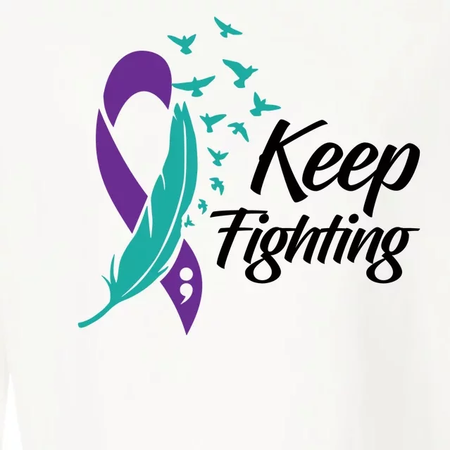 Keep Fighting Suicide Prevention Awareness Cropped Pullover Crew