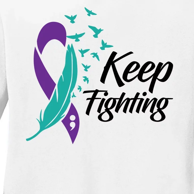 Keep Fighting Suicide Prevention Awareness Ladies Long Sleeve Shirt