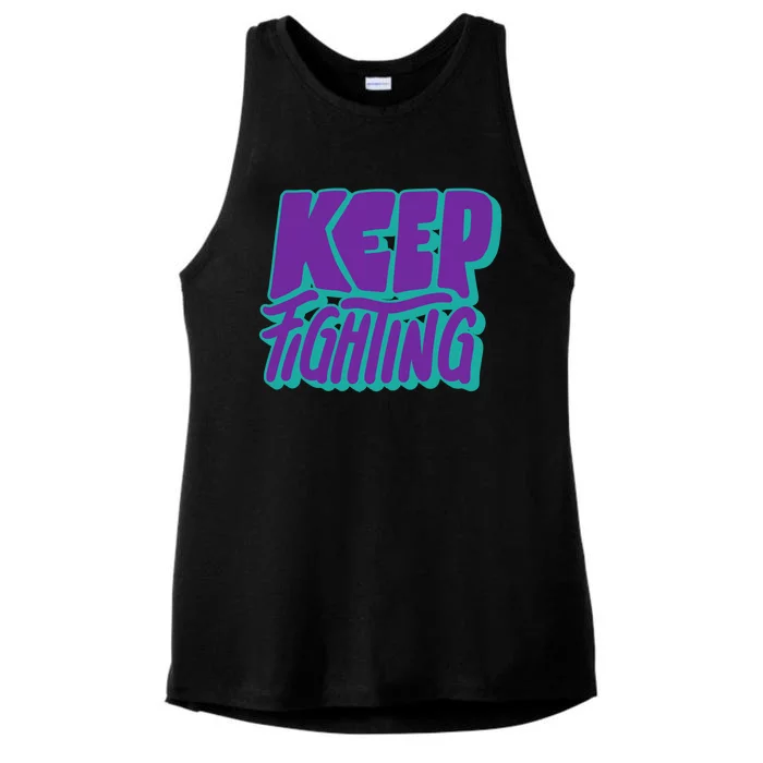 Keep Fighting Suicide Prevention Awareness Retro Ladies Tri-Blend Wicking Tank