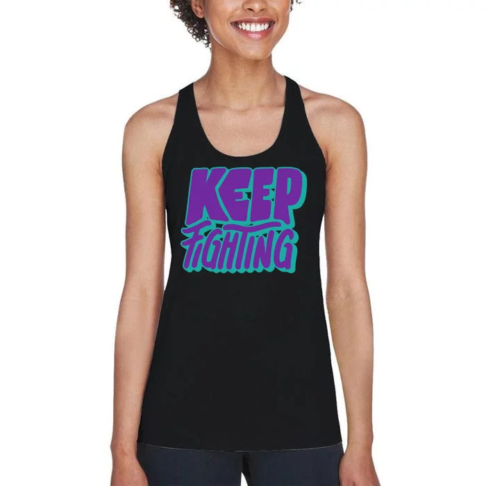 Keep Fighting Suicide Prevention Awareness Retro Women's Racerback Tank