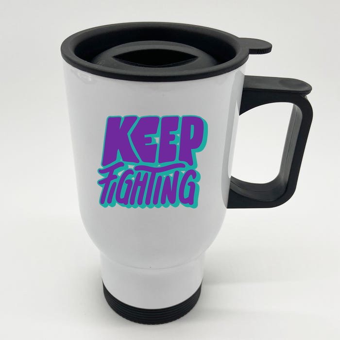 Keep Fighting Suicide Prevention Awareness Retro Front & Back Stainless Steel Travel Mug