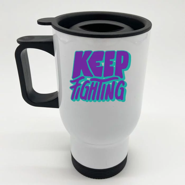 Keep Fighting Suicide Prevention Awareness Retro Front & Back Stainless Steel Travel Mug