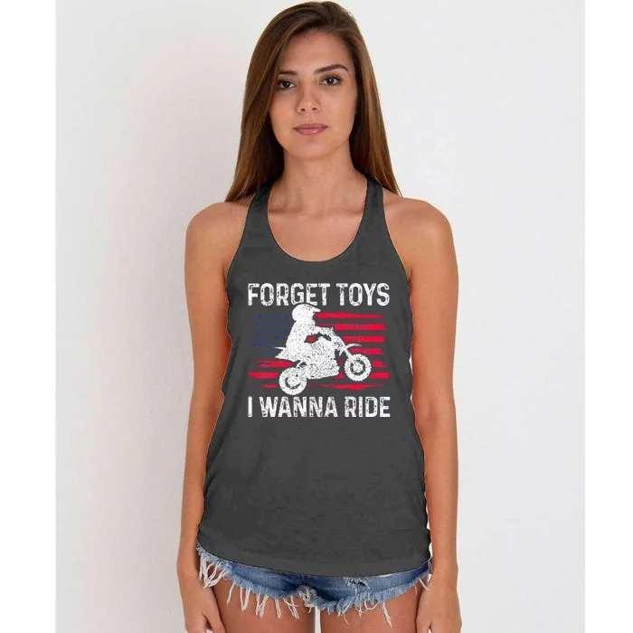 Kids Forget Toys I Wanna Ride Motocross Dirt Bike MX Racing Women's Knotted Racerback Tank