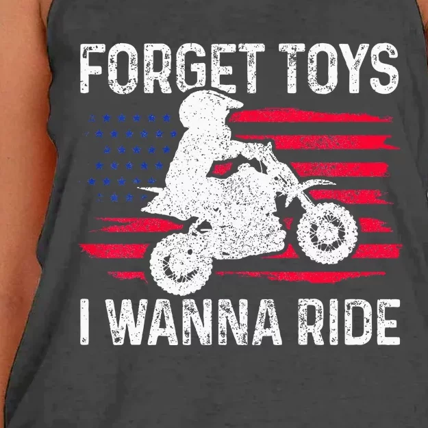 Kids Forget Toys I Wanna Ride Motocross Dirt Bike MX Racing Women's Knotted Racerback Tank