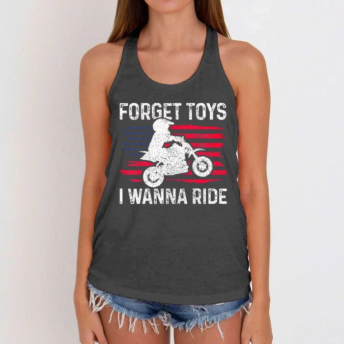 Kids Forget Toys I Wanna Ride Motocross Dirt Bike MX Racing Women's Knotted Racerback Tank