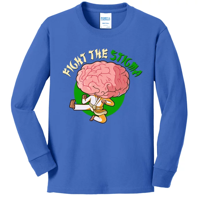 Karate Fight The Stigma Tal Health Awareness Gift Kids Long Sleeve Shirt