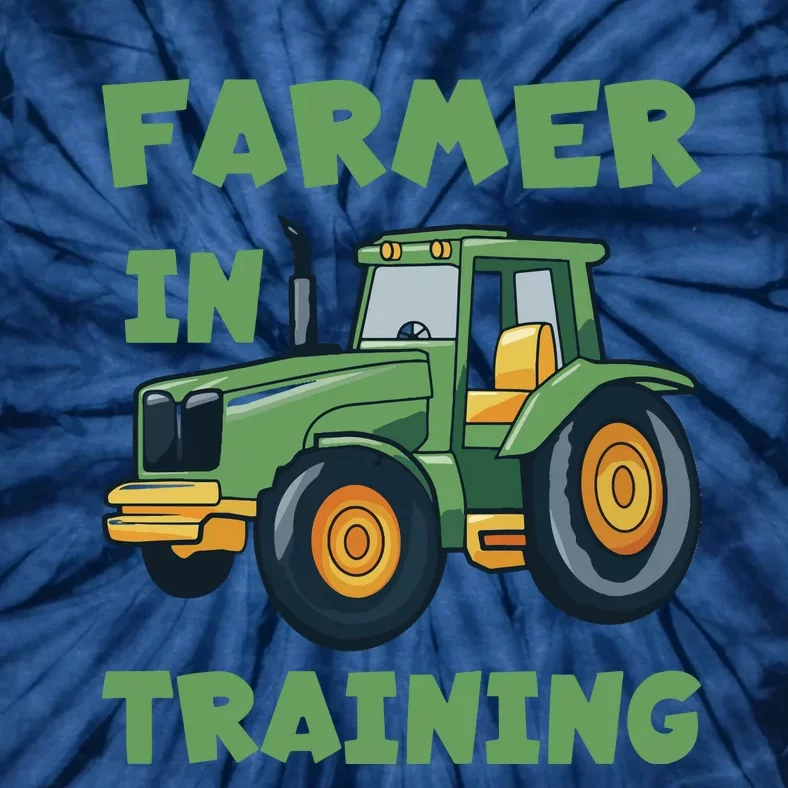 Kids Funny Tractor Boy Farmer In Training Tractor Graphic Tie-Dye T-Shirt