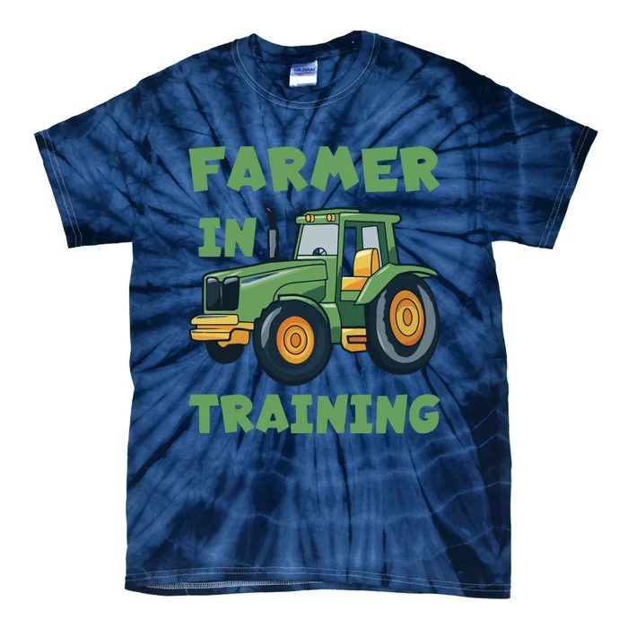 Kids Funny Tractor Boy Farmer In Training Tractor Graphic Tie-Dye T-Shirt