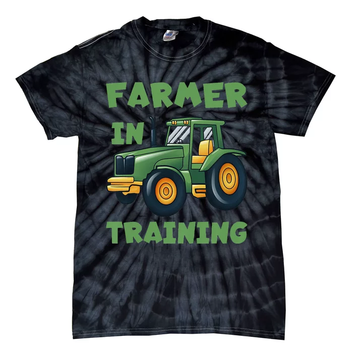 Kids Funny Tractor Boy Farmer In Training Tractor Graphic Tie-Dye T-Shirt