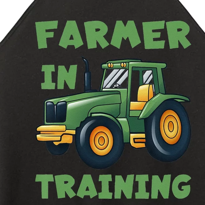 Kids Funny Tractor Boy Farmer In Training Tractor Graphic Women’s Perfect Tri Rocker Tank