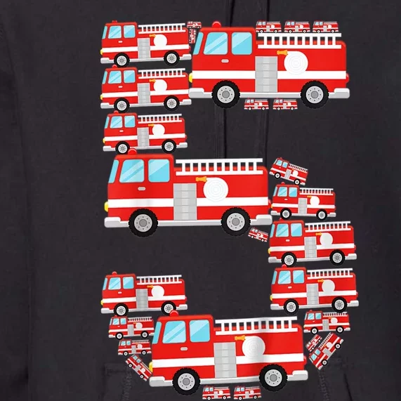 K.i.d.s Fire Truck 5th Birthday Boy 5 Year Old Toddler Firefighter Premium Hoodie