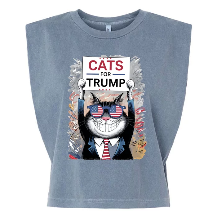 Kittens For Trump 2024 Cats And Ducks For Trump Vance 2024 Gift Garment-Dyed Women's Muscle Tee