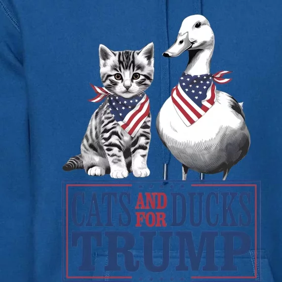 Kittens For Trump 2024 Cats And Ducks For Trump Vance 2024 Cool Gift Premium Hoodie