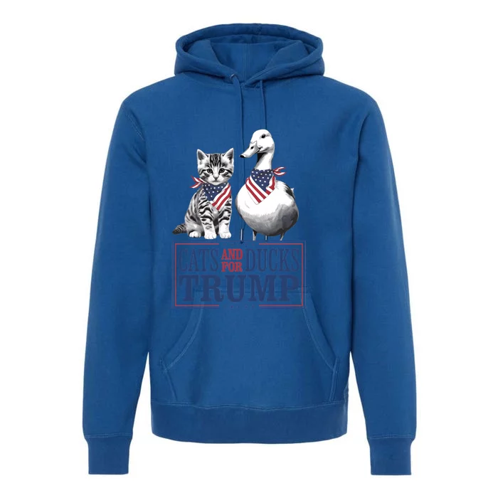 Kittens For Trump 2024 Cats And Ducks For Trump Vance 2024 Cool Gift Premium Hoodie