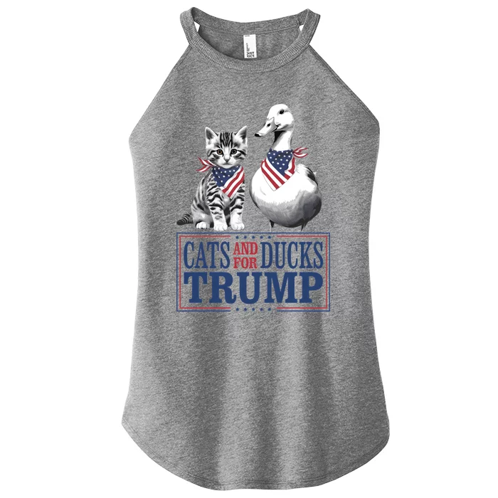 Kittens For Trump 2024 Cats And Ducks For Trump Vance 2024 Cool Gift Women’s Perfect Tri Rocker Tank