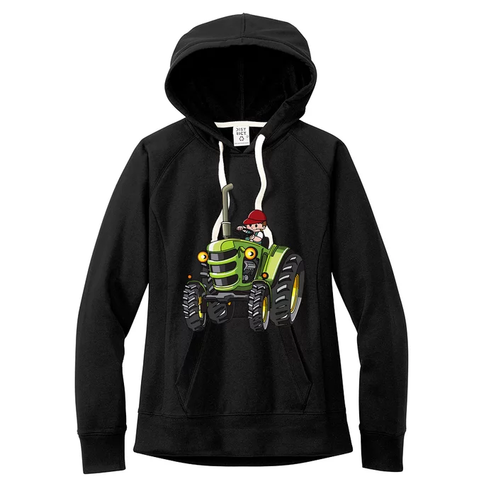 Kids Farm Tractor Boy Future Farmer Mini Tractor Lover Women's Fleece Hoodie