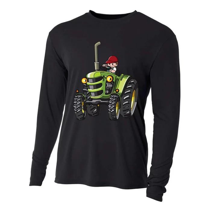 Kids Farm Tractor Boy Future Farmer Mini Tractor Lover Cooling Performance Long Sleeve Crew