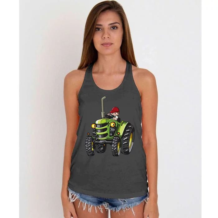 Kids Farm Tractor Boy Future Farmer Mini Tractor Lover Women's Knotted Racerback Tank