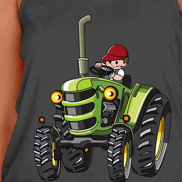 Kids Farm Tractor Boy Future Farmer Mini Tractor Lover Women's Knotted Racerback Tank