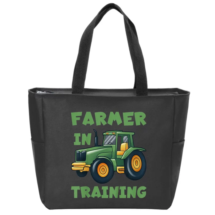 Kids Funny Tractor Boy Farmer In Training Gift Zip Tote Bag