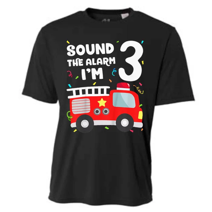 Kids Fire Truck 3rd Birthday Boy Firefighter 3 Year Old Cooling Performance Crew T-Shirt