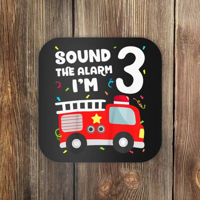 Kids Fire Truck 3rd Birthday Boy Firefighter 3 Year Old Coaster