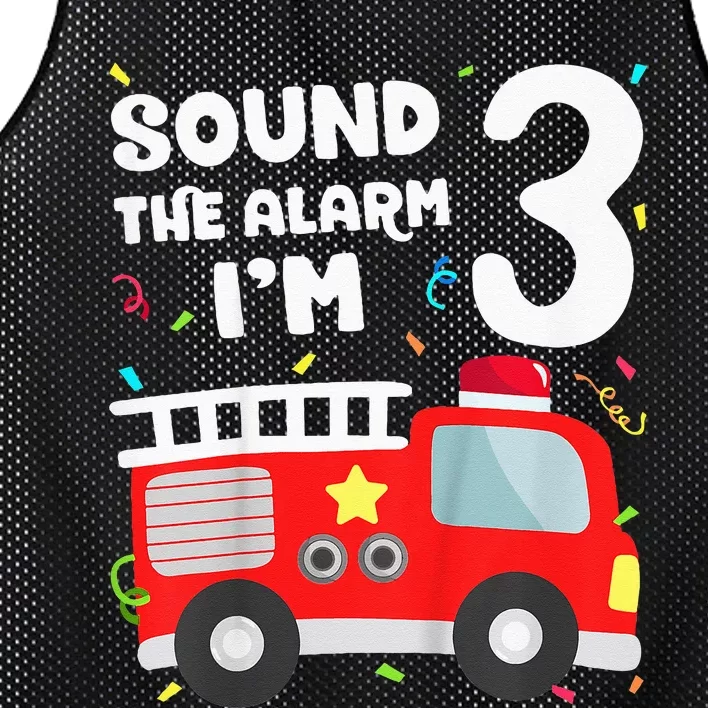 Kids Fire Truck 3rd Birthday Boy Firefighter 3 Year Old Mesh Reversible Basketball Jersey Tank