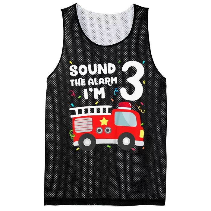 Kids Fire Truck 3rd Birthday Boy Firefighter 3 Year Old Mesh Reversible Basketball Jersey Tank