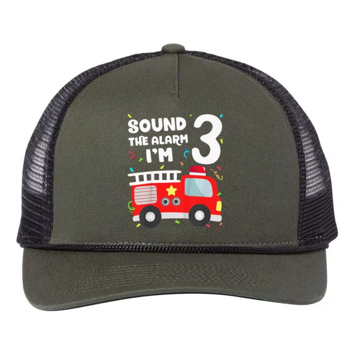 Kids Fire Truck 3rd Birthday Boy Firefighter 3 Year Old Retro Rope Trucker Hat Cap