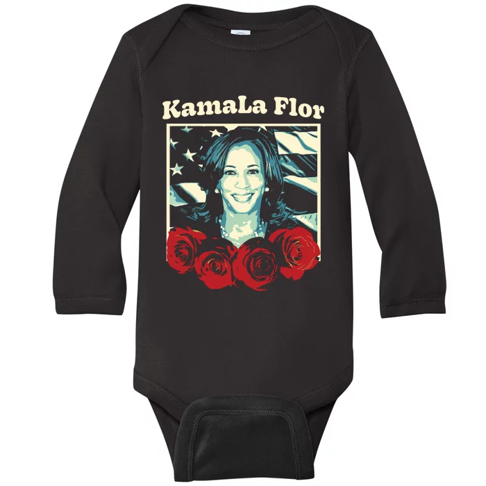 Kamala Flor Todos Con Kamala Harris Latinos For Kamala Baby Long Sleeve Bodysuit