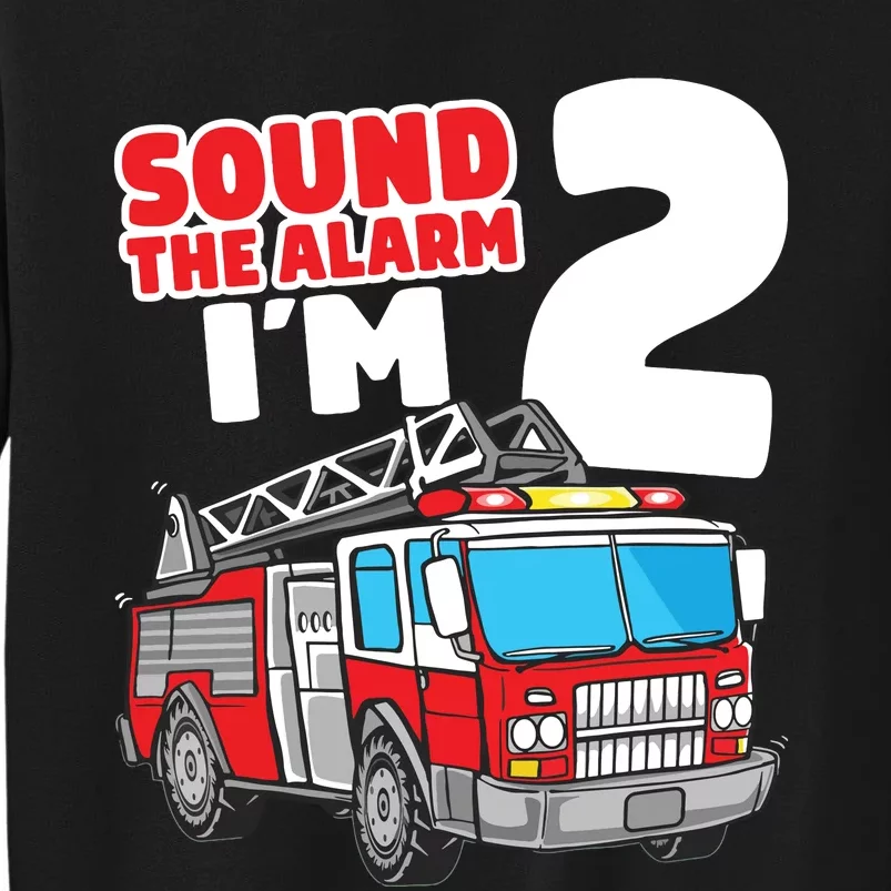 Kids Fire Truck 2 Year Old Firefighter 2nd Birthday Boy Tall Sweatshirt