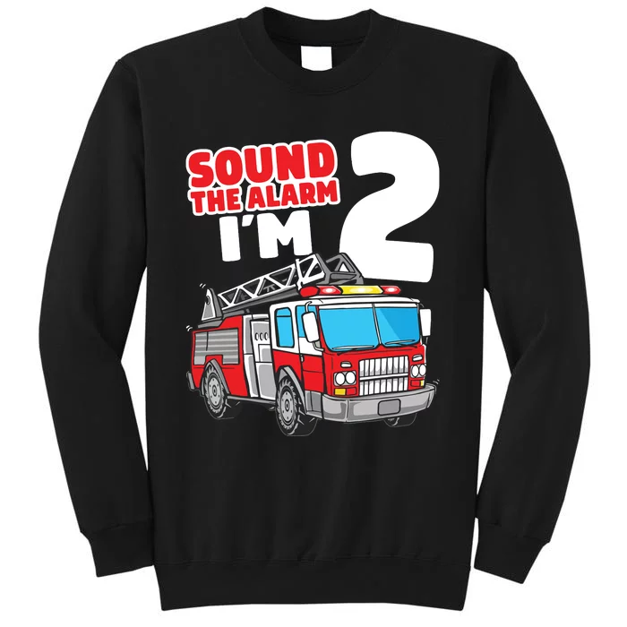 Kids Fire Truck 2 Year Old Firefighter 2nd Birthday Boy Tall Sweatshirt