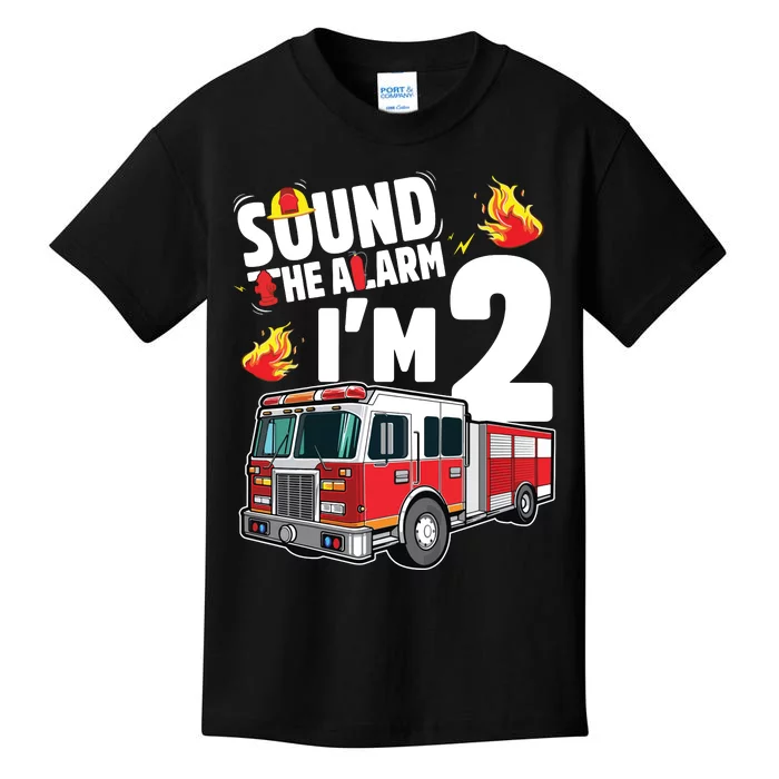 Kids Fire Truck 2nd Birthday Boy Firefighter 2 Year Old Kids T-Shirt