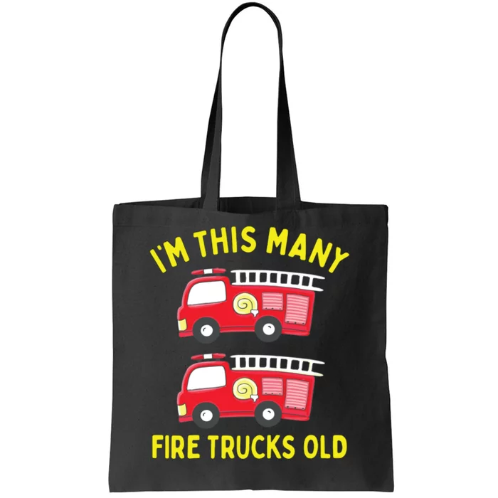 Kids Fire Truck 2nd Birthday Boy Firefighter 2 Two Tote Bag