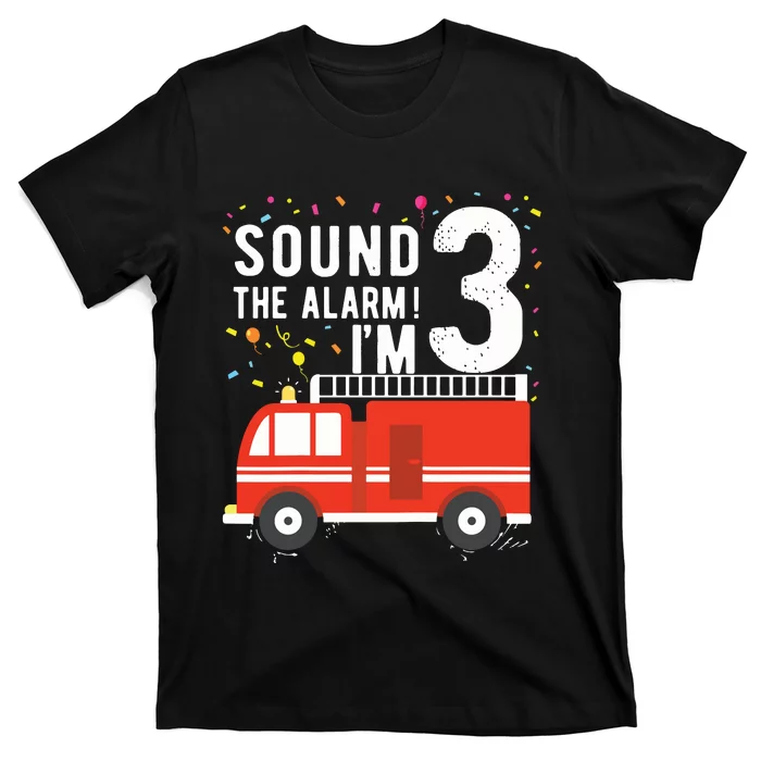 Kids Fire Truck 3rd Birthday Boy 3 Year Old Firefighter T-Shirt