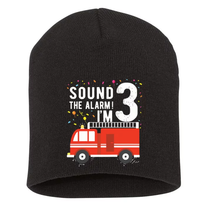 Kids Fire Truck 3rd Birthday Boy 3 Year Old Firefighter Short Acrylic Beanie