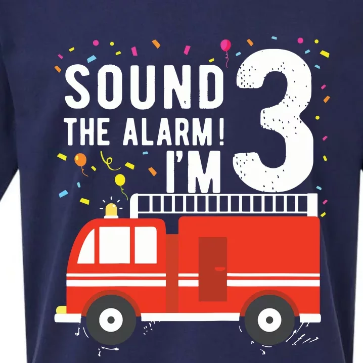 Kids Fire Truck 3rd Birthday Boy 3 Year Old Firefighter Sueded Cloud Jersey T-Shirt