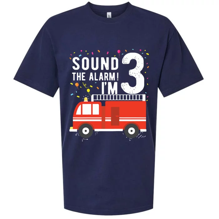 Kids Fire Truck 3rd Birthday Boy 3 Year Old Firefighter Sueded Cloud Jersey T-Shirt