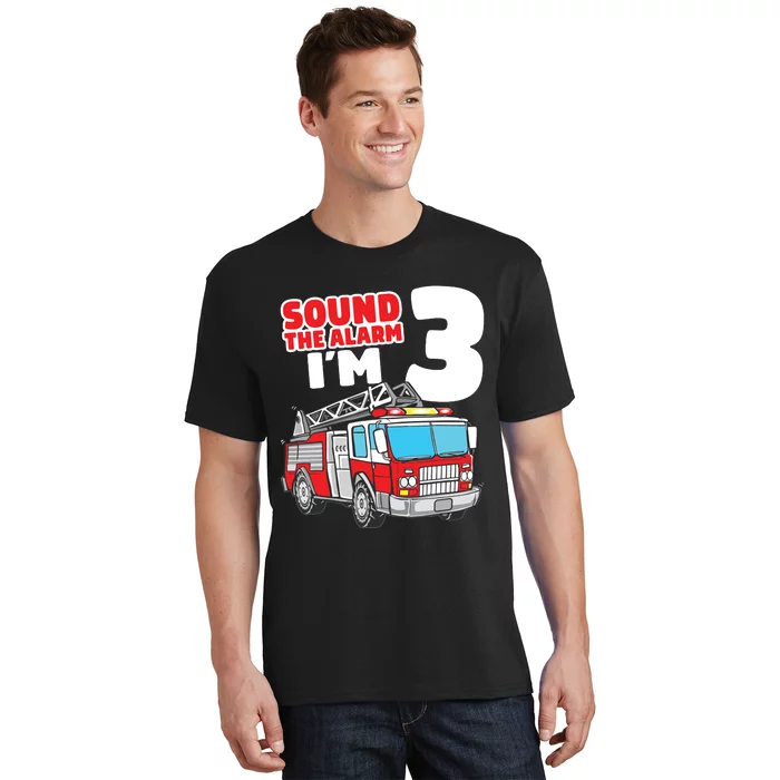 Kids Fire Truck 3 Year Old Firefighter 3rd Birthday Boy T-Shirt