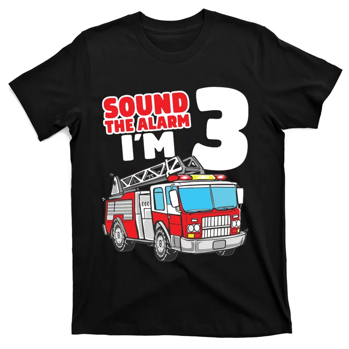 Kids Fire Truck 3 Year Old Firefighter 3rd Birthday Boy T-Shirt