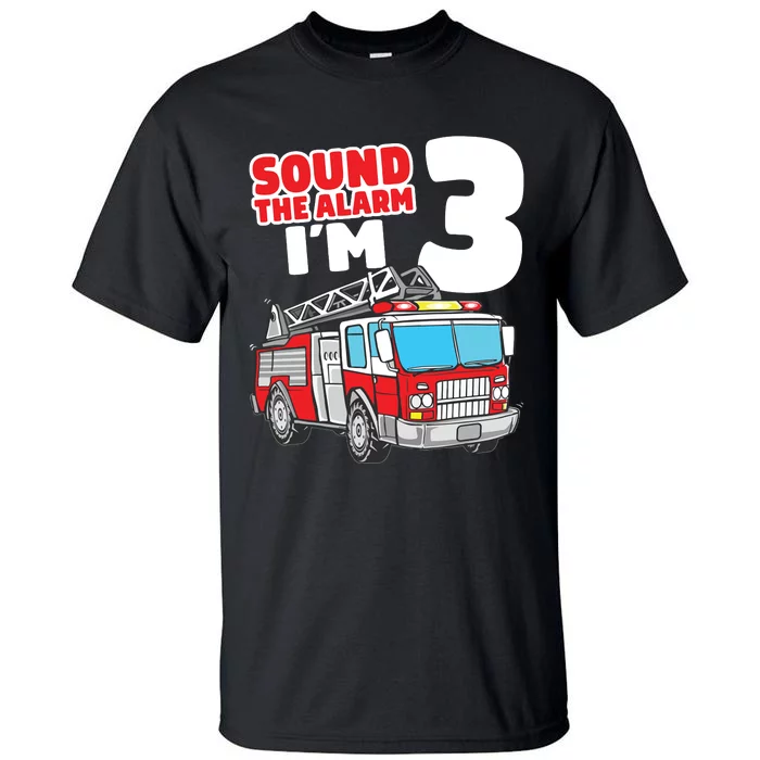 Kids Fire Truck 3 Year Old Firefighter 3rd Birthday Boy Tall T-Shirt