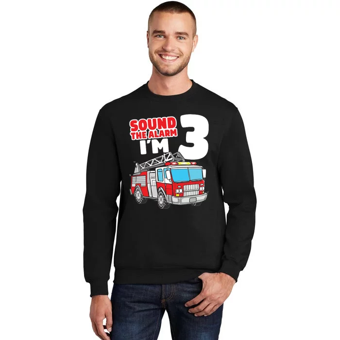 Kids Fire Truck 3 Year Old Firefighter 3rd Birthday Boy Tall Sweatshirt