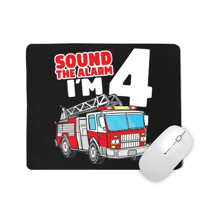 Kids Fire Truck 4 Year Old Firefighter Four 4th Birthday Boy Mousepad