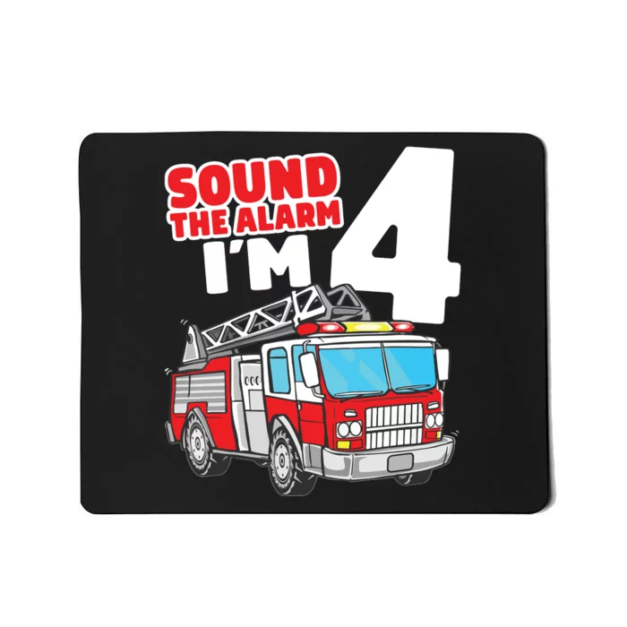 Kids Fire Truck 4 Year Old Firefighter Four 4th Birthday Boy Mousepad