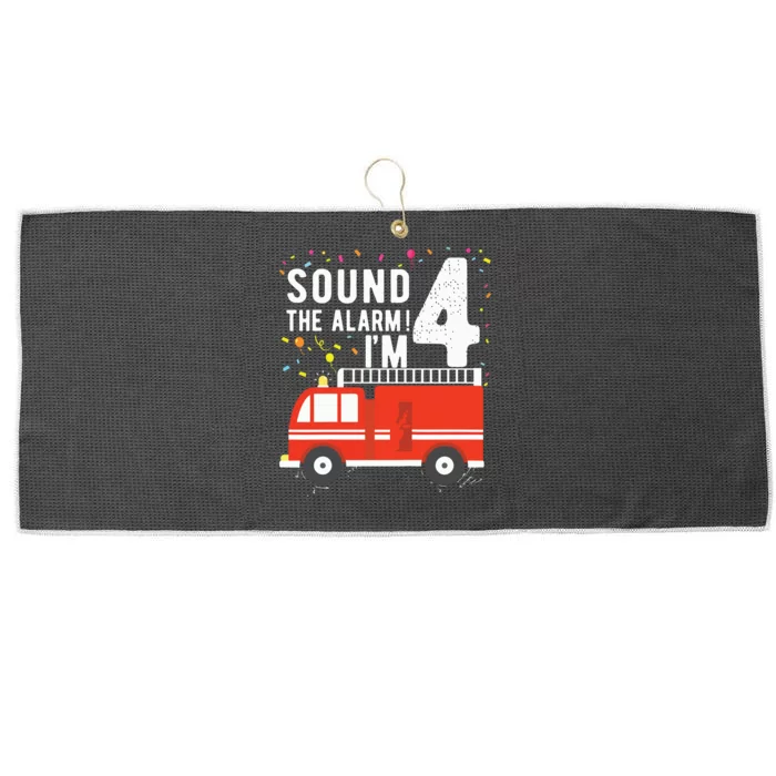 Kids Fire Truck 4th Birthday Boy 4 Year Old Firefighter Large Microfiber Waffle Golf Towel