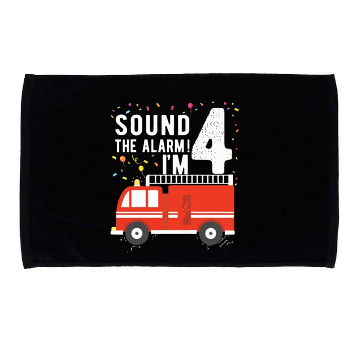 Kids Fire Truck 4th Birthday Boy 4 Year Old Firefighter Microfiber Hand Towel